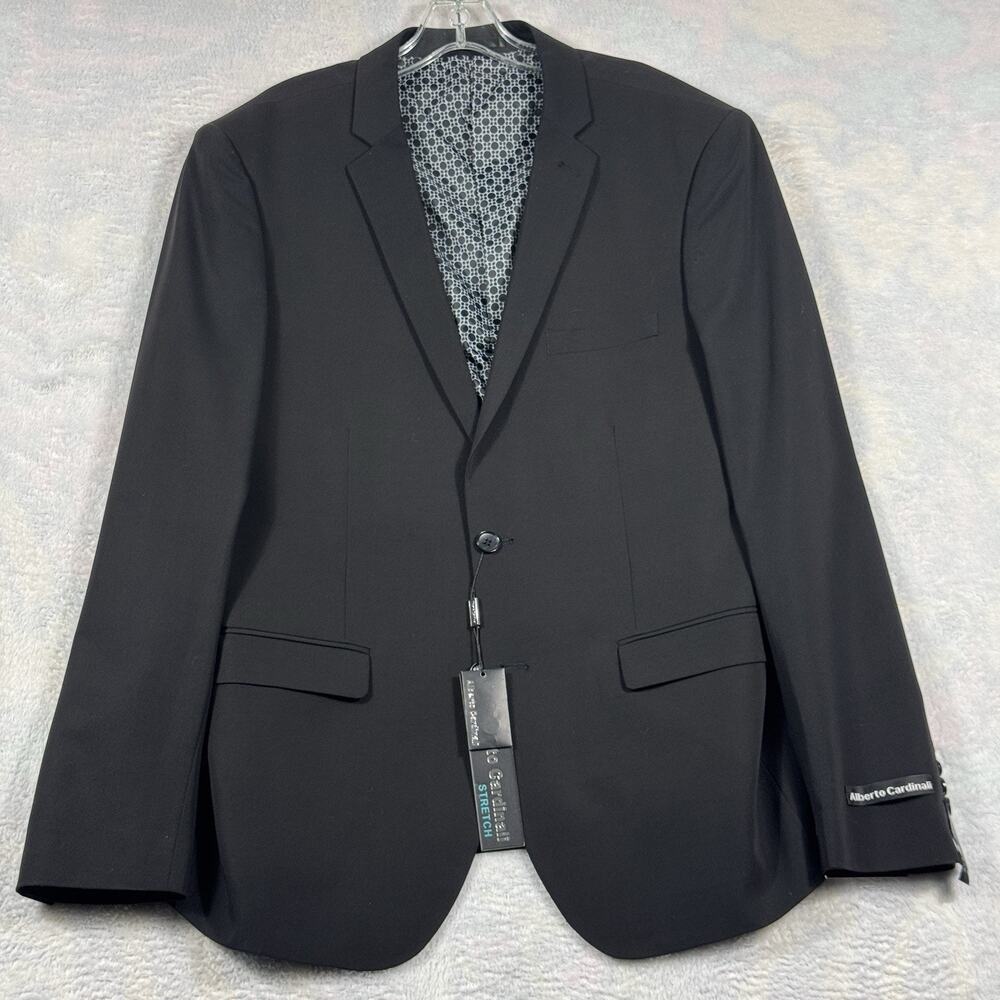 Alberto Cardinali Skinny Fit Stretch Blazer Mens 46R Black Charcoal Sport Coat